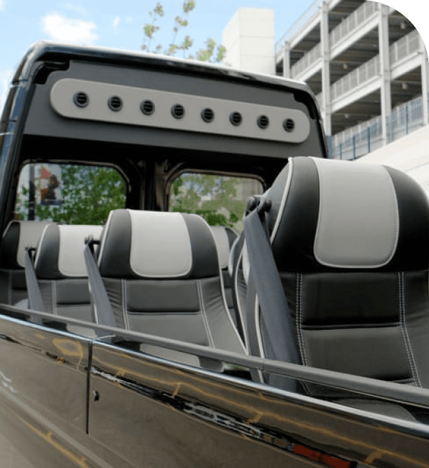 open-top or glass-top convertible bus