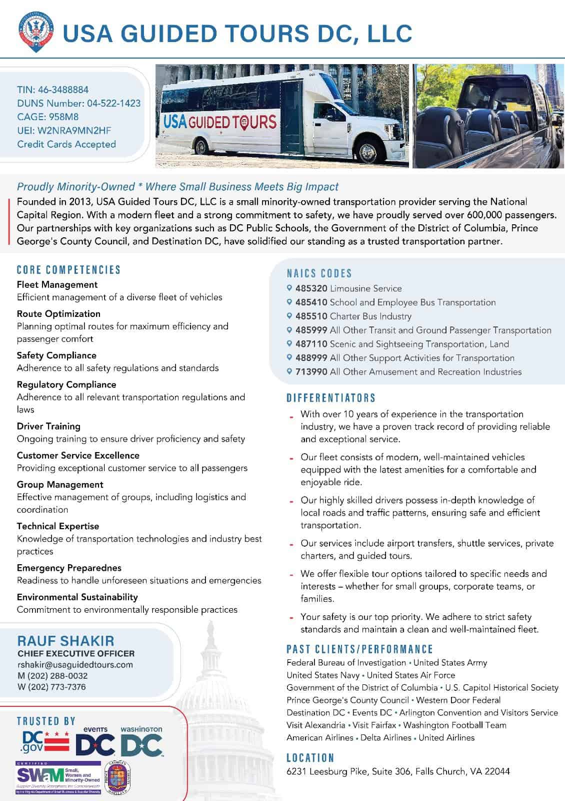 USA Guided Tours Capability Statement