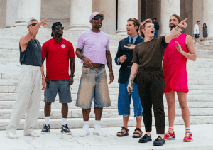 Queer Eye cast with Nick at Washington DC monument sightseeing